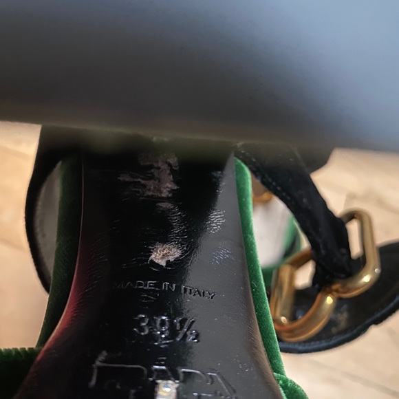PRADA
Velvet Platform Sandals In Green/Black 391/2 - Picture 9 of 16